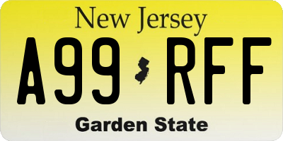 NJ license plate A99RFF