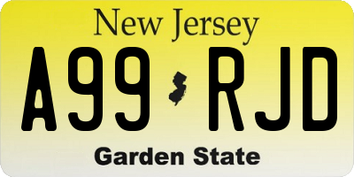 NJ license plate A99RJD