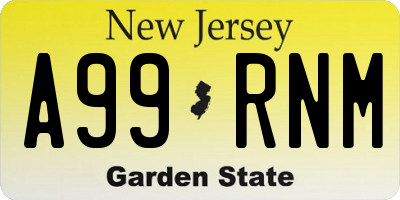NJ license plate A99RNM