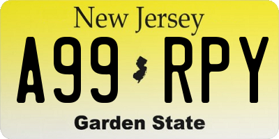 NJ license plate A99RPY