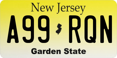 NJ license plate A99RQN