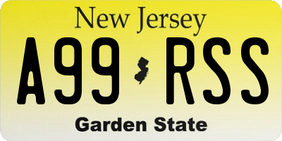 NJ license plate A99RSS