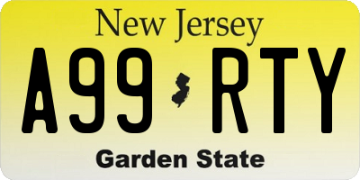 NJ license plate A99RTY