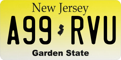 NJ license plate A99RVU