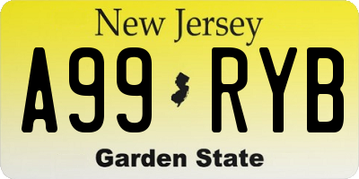 NJ license plate A99RYB