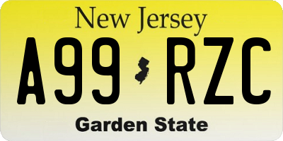 NJ license plate A99RZC