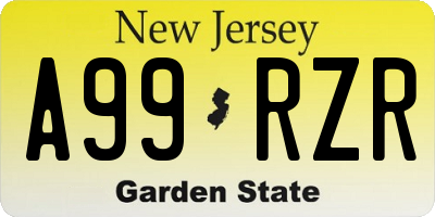 NJ license plate A99RZR