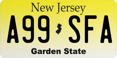 NJ license plate A99SFA