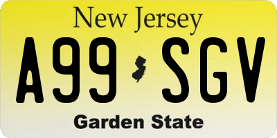 NJ license plate A99SGV