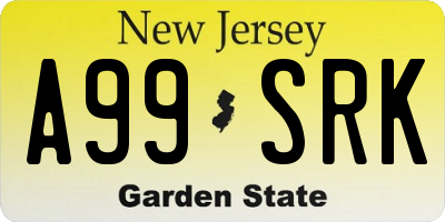 NJ license plate A99SRK