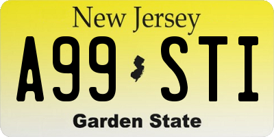 NJ license plate A99STI