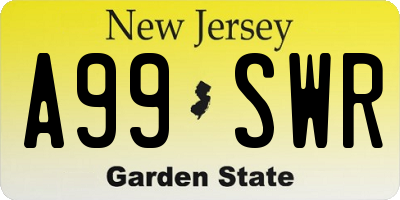 NJ license plate A99SWR