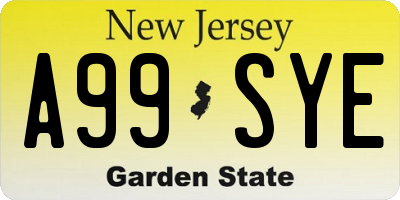 NJ license plate A99SYE