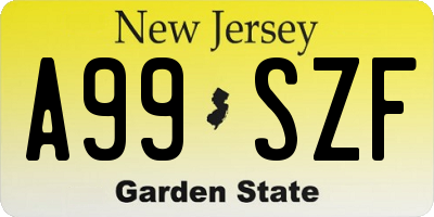 NJ license plate A99SZF
