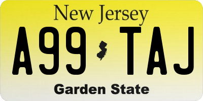 NJ license plate A99TAJ