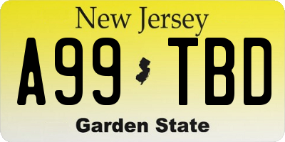 NJ license plate A99TBD