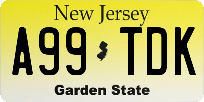 NJ license plate A99TDK
