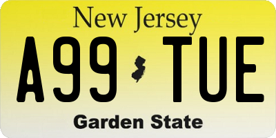 NJ license plate A99TUE