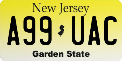 NJ license plate A99UAC