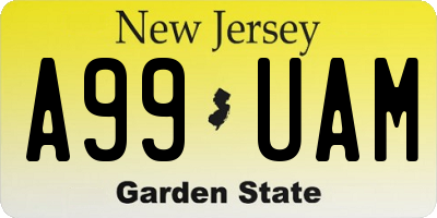 NJ license plate A99UAM