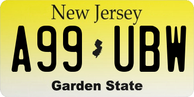 NJ license plate A99UBW