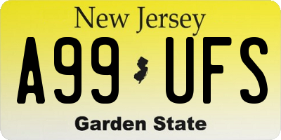 NJ license plate A99UFS