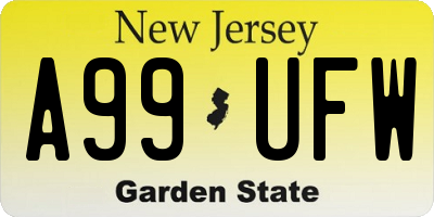 NJ license plate A99UFW