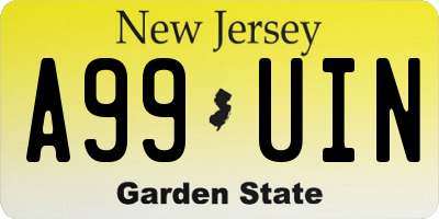 NJ license plate A99UIN