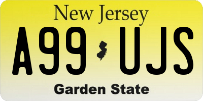NJ license plate A99UJS