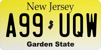 NJ license plate A99UQW