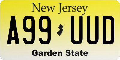 NJ license plate A99UUD