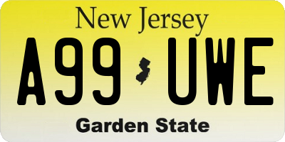 NJ license plate A99UWE