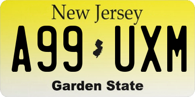 NJ license plate A99UXM