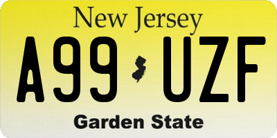 NJ license plate A99UZF