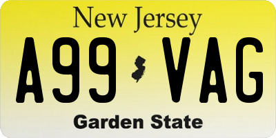 NJ license plate A99VAG