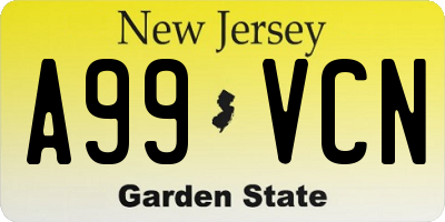 NJ license plate A99VCN