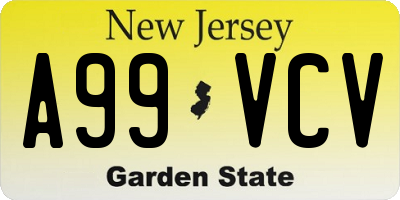 NJ license plate A99VCV