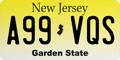 NJ license plate A99VQS