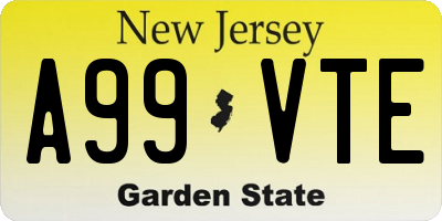 NJ license plate A99VTE