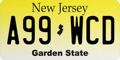 NJ license plate A99WCD