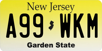 NJ license plate A99WKM