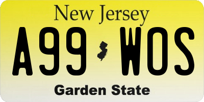 NJ license plate A99WOS