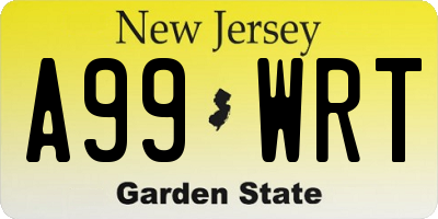 NJ license plate A99WRT
