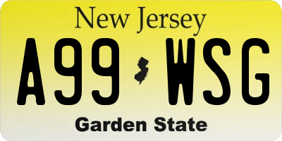 NJ license plate A99WSG