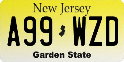 NJ license plate A99WZD