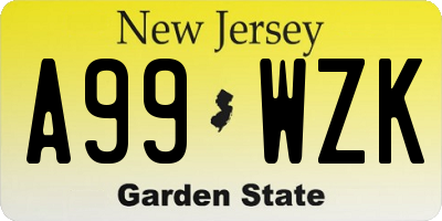 NJ license plate A99WZK