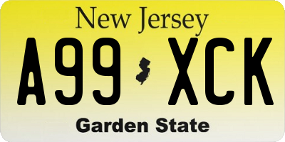 NJ license plate A99XCK
