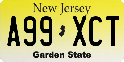 NJ license plate A99XCT