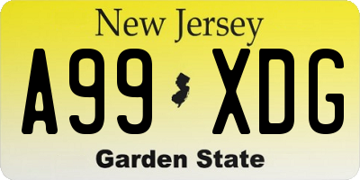 NJ license plate A99XDG