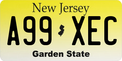NJ license plate A99XEC